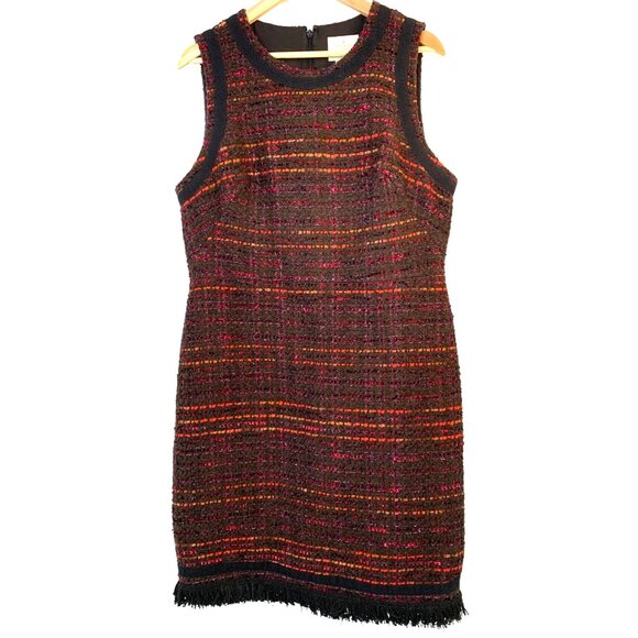 NWT Kate Spade NY So Foxy Metallic Tweed Sheath Dress Size 16 Fringe RY10400 $39 - Picture 2 of 9